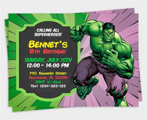 Hulk Invitation Template Free